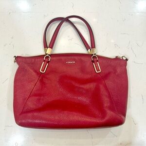 Coach medium red leather tote used without the strap